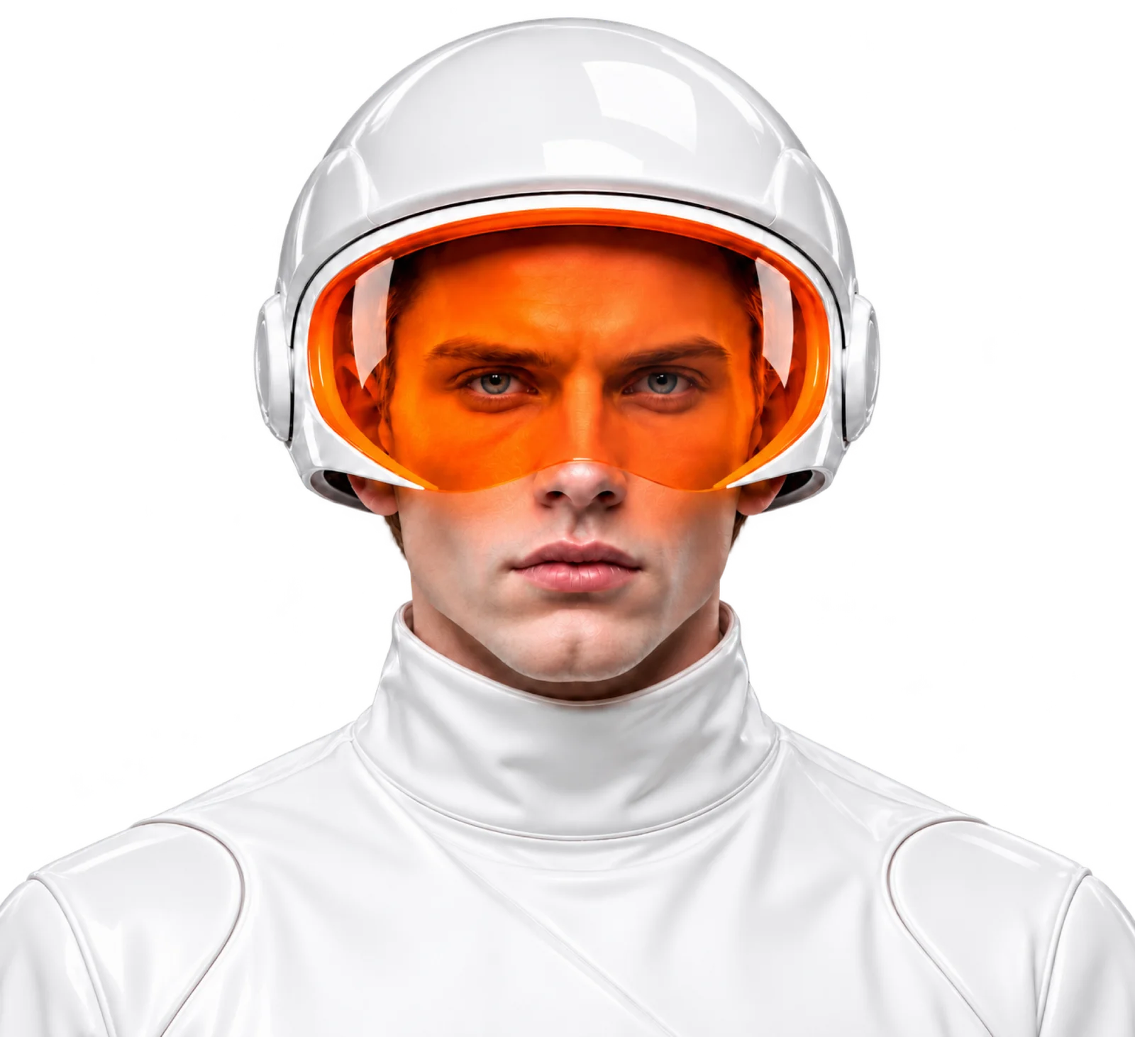 Futuristisches Helm-Modell mit frontalem Blick