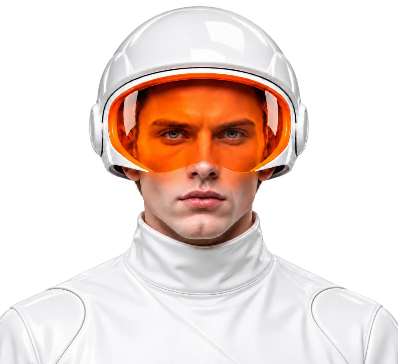 Futuristisches Helm-Modell mit frontalem Blick