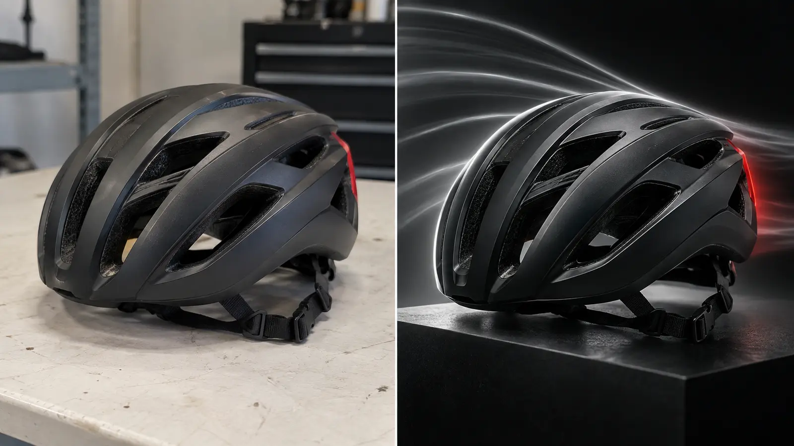 Vorher-Nachher-Kampagne für einen Fahrradhelm