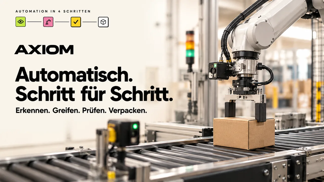 Neo-brutalistisches Erklärvideo: Fertigungslinie in vier Schritten