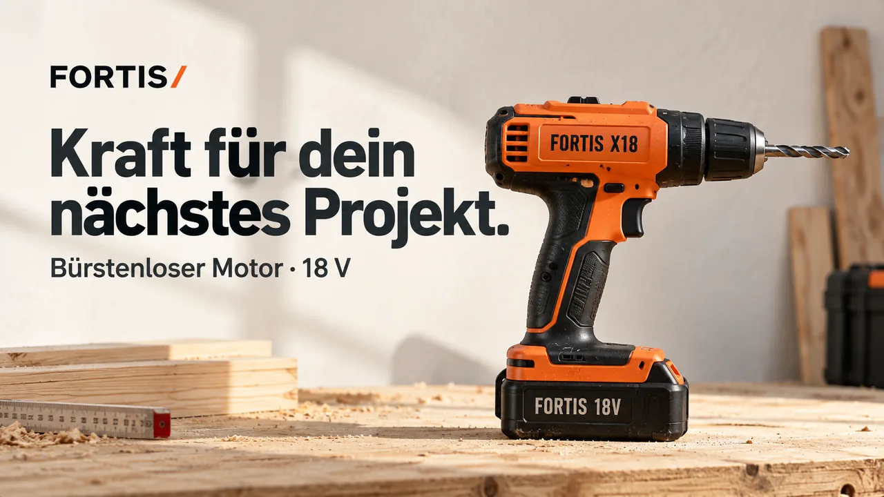 Paper-Style-Launch eines Akku-Bohrschraubers mit kinetischer Typografie