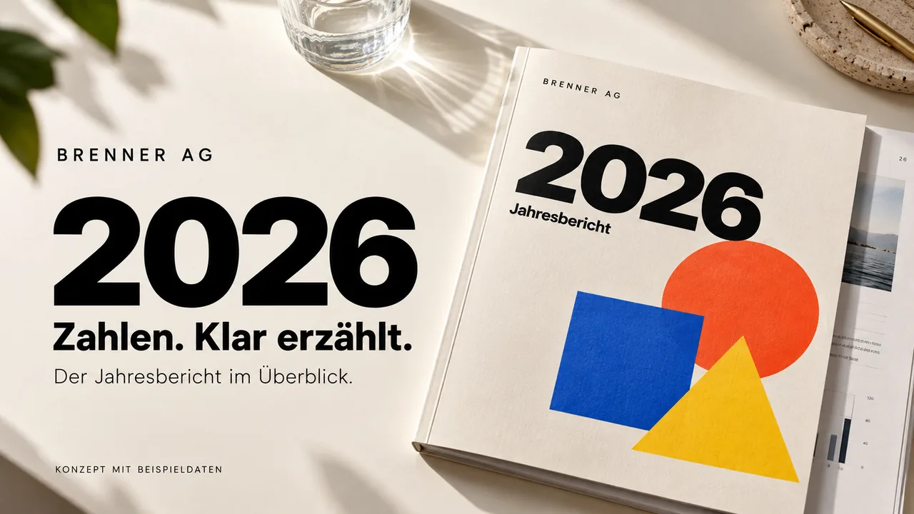 Bauhaus-Typografie: Kennzahlen eines Jahresberichts animiert