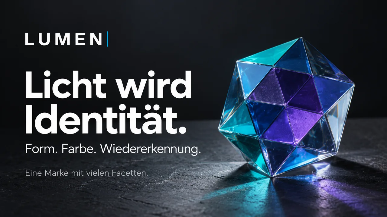 Logo-Animation: Glassplitter fügen sich zu einem leuchtenden Kristall