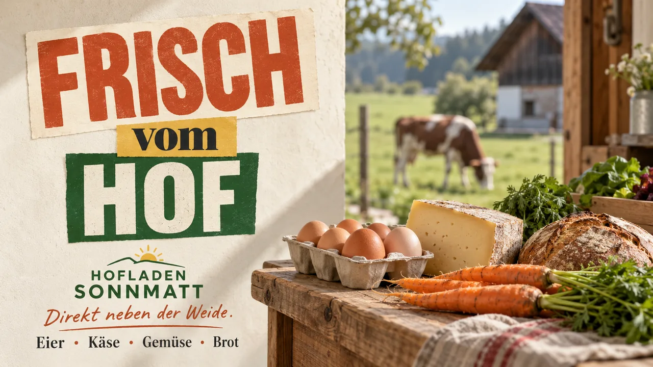 Papiercollage-Typografie für einen Hofladen