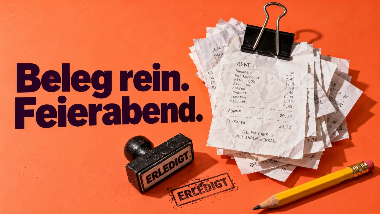 UI-Animation einer Buchhaltungs-App: Beleg scannen und verbuchen