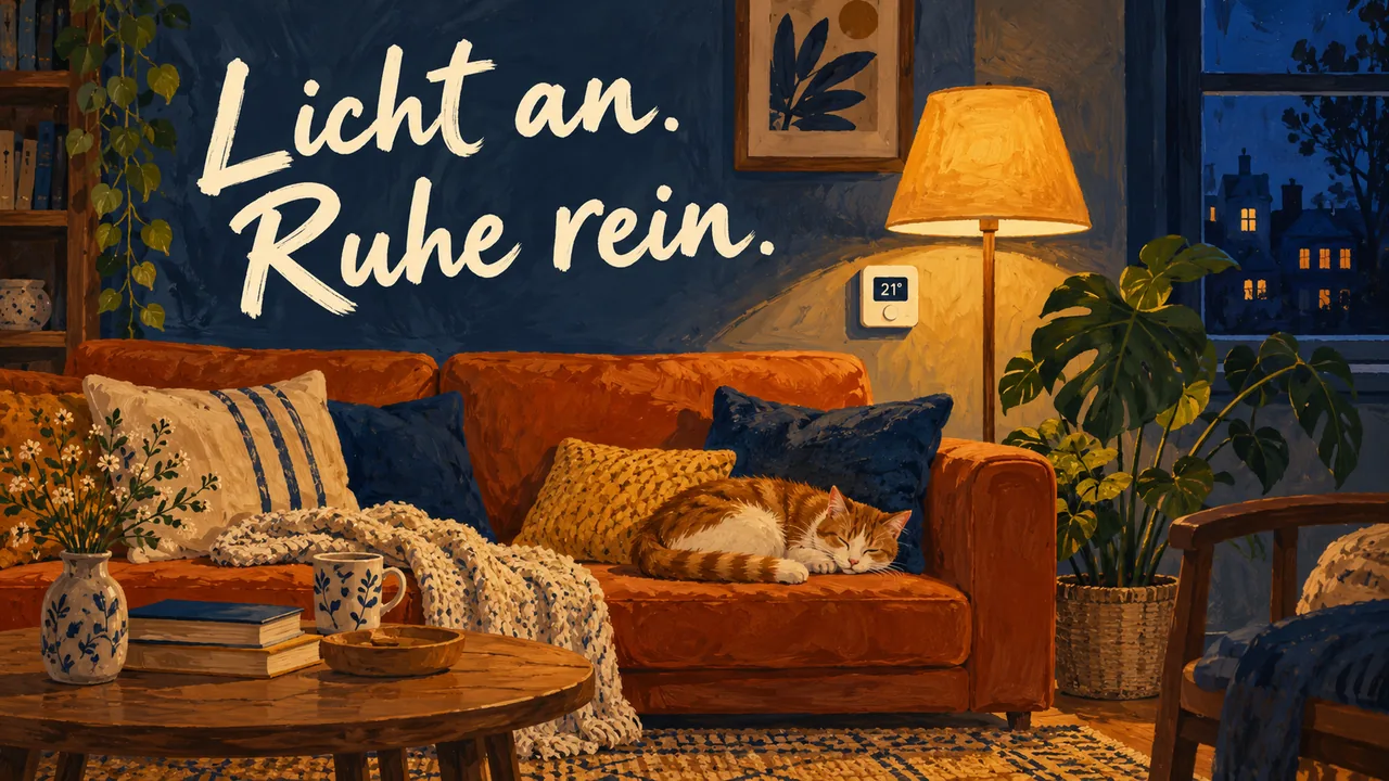 Glassmorphism-UI einer Smart-Home-App mit Energie-Dashboard