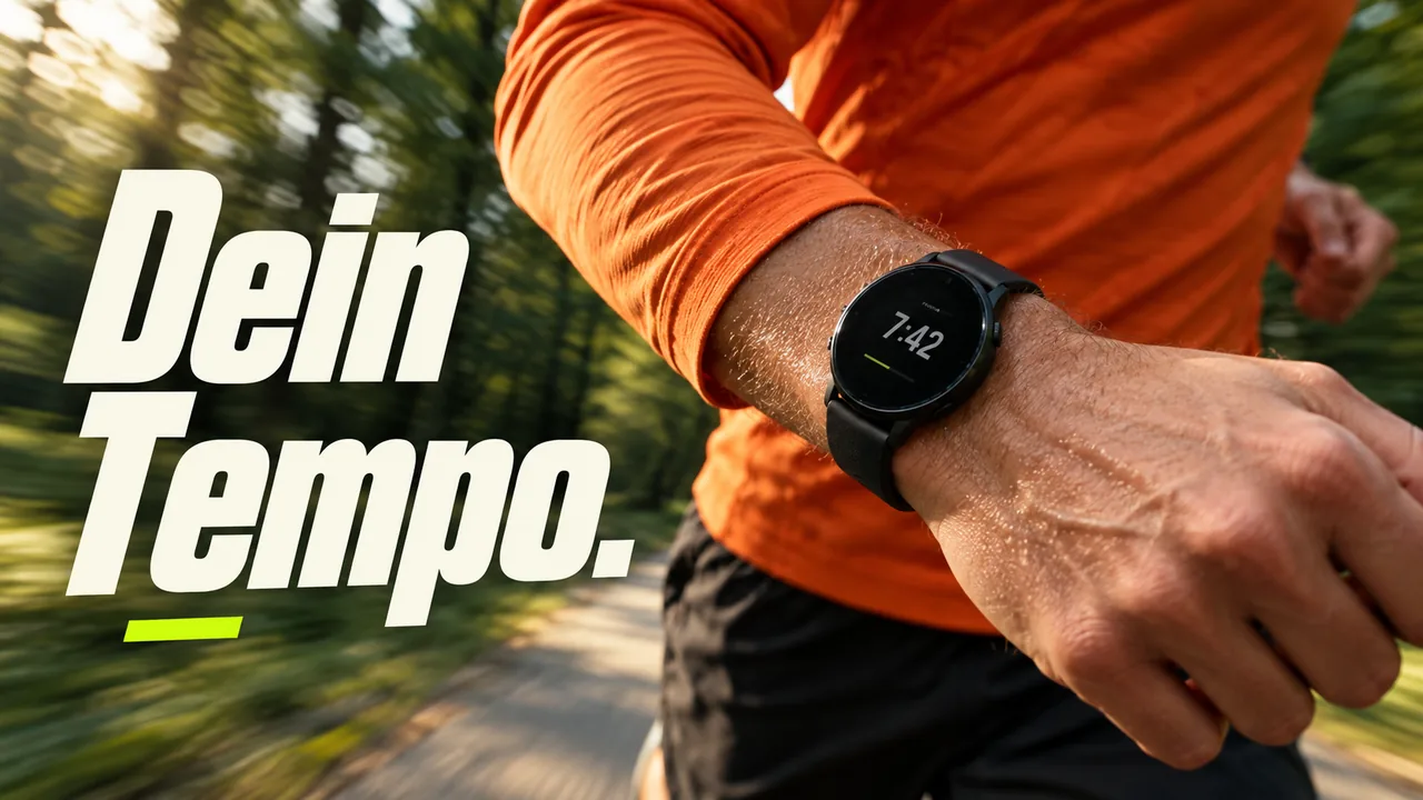 UI-Animation einer Gesundheits-Smartwatch mit Puls, Schlaf und Höhenmetern